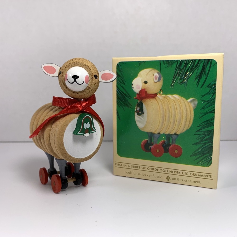 Hallmark 1984 Vintage Ornament Wooden Lamb 1st in‎ Childhood Nostalgic Series